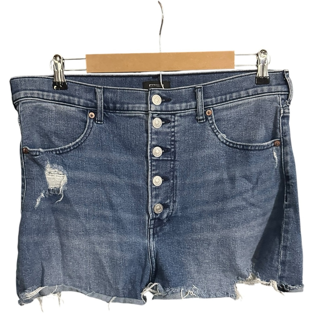Express Mom Shorts Super High Rise Denim Blue Size 14